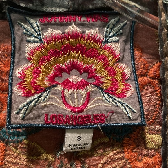 Johnny Was Embroidered Floral Velour Kimono Size Small - Picture 2 of 11